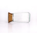 Empty 440ml clear square coffee sugar tea packing glass jar with plastic cap